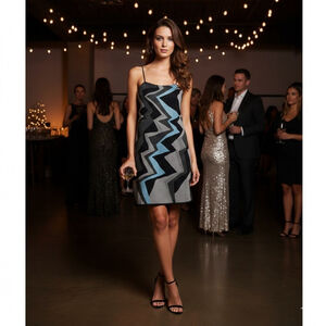 NEW M Missoni Lurex Knit Chevron Tank Mini Dress Black/Multi Size 36 (US 4-6)